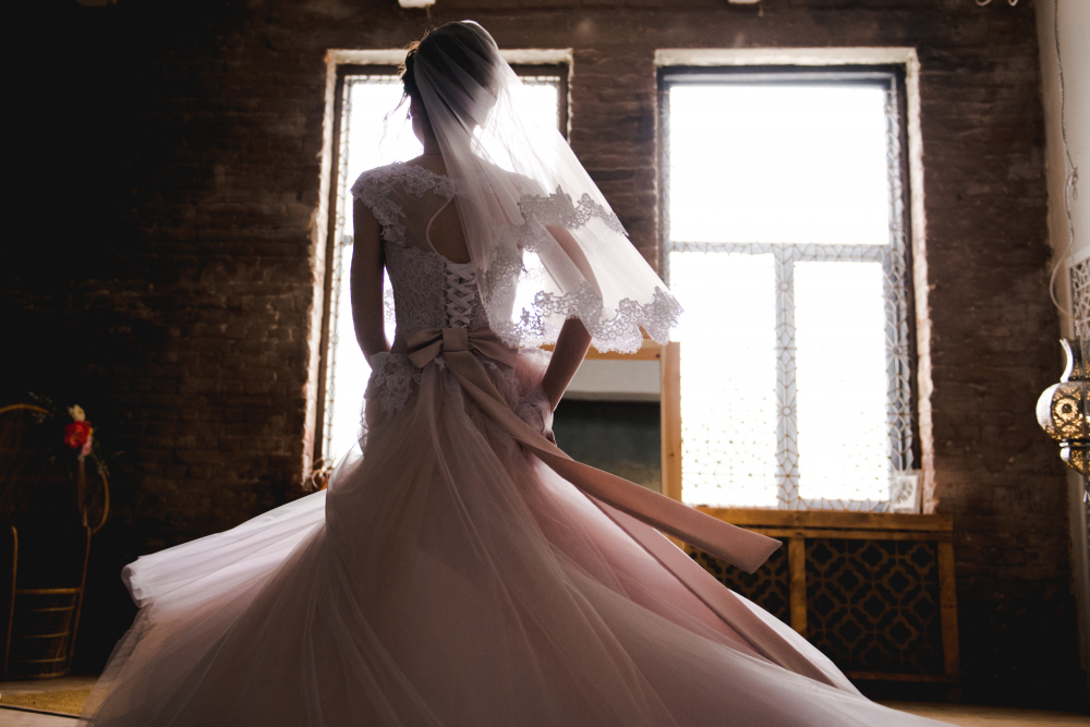 Bridal gown detail for bodice and fit evaluation