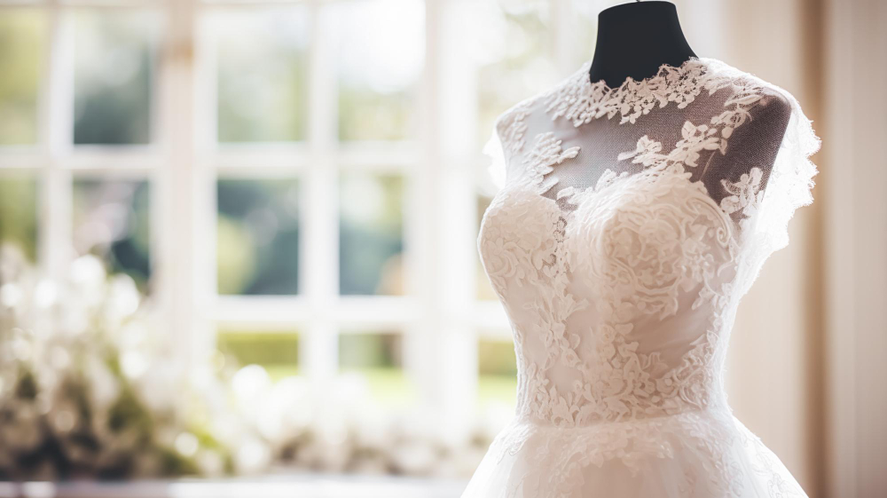 Wedding gown fitting and alteration detail
