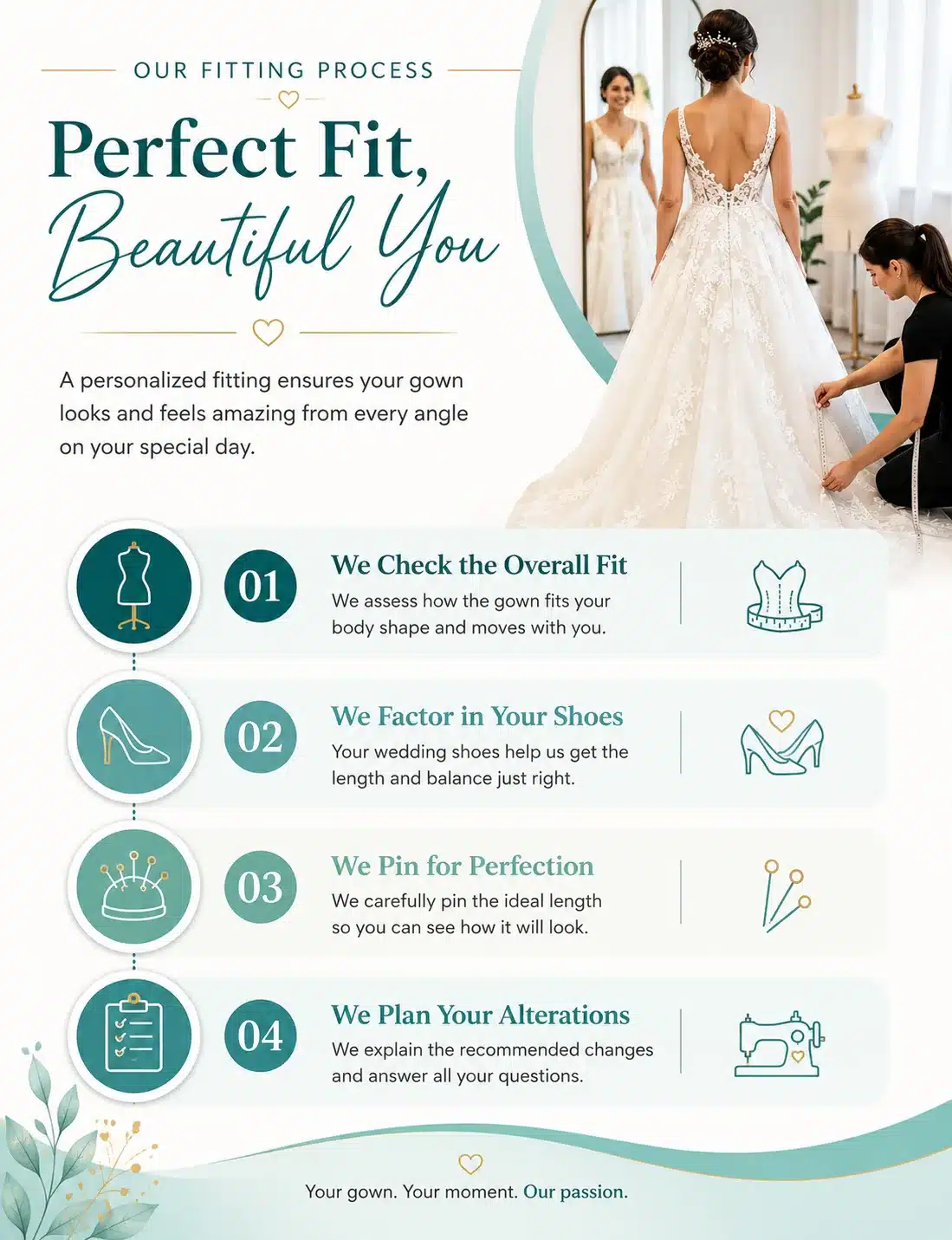 Professional bridal fitting and wedding dress measurements in Largo Florida