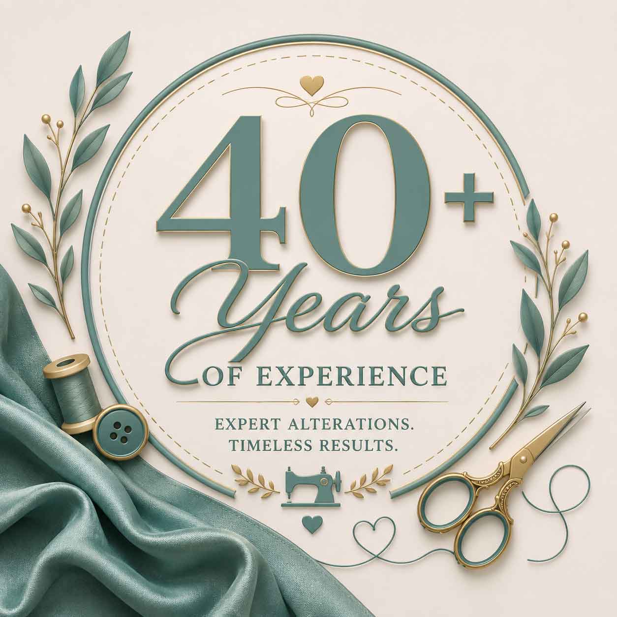 Studio Elsys graphic representing more than 40 years of professional alteration experience