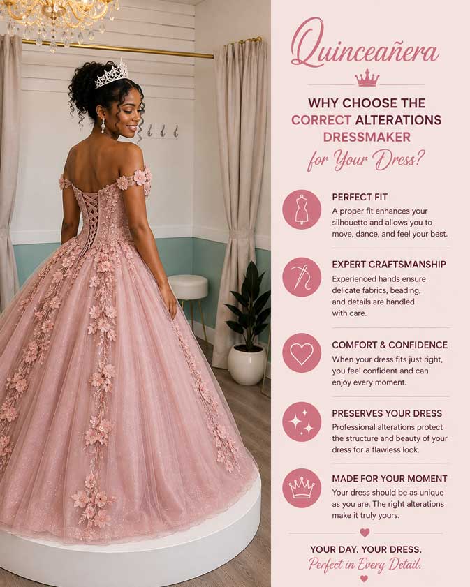 Quinceañera dress alterations and fitting guide in Largo Florida