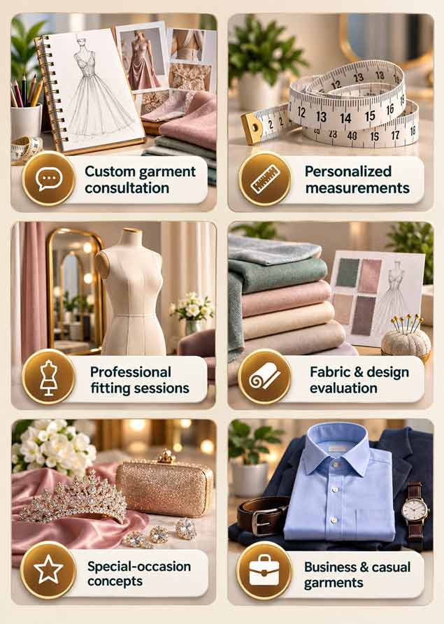 Custom-made clothing consultation and garment design at Studio Elsys in Largo Florida