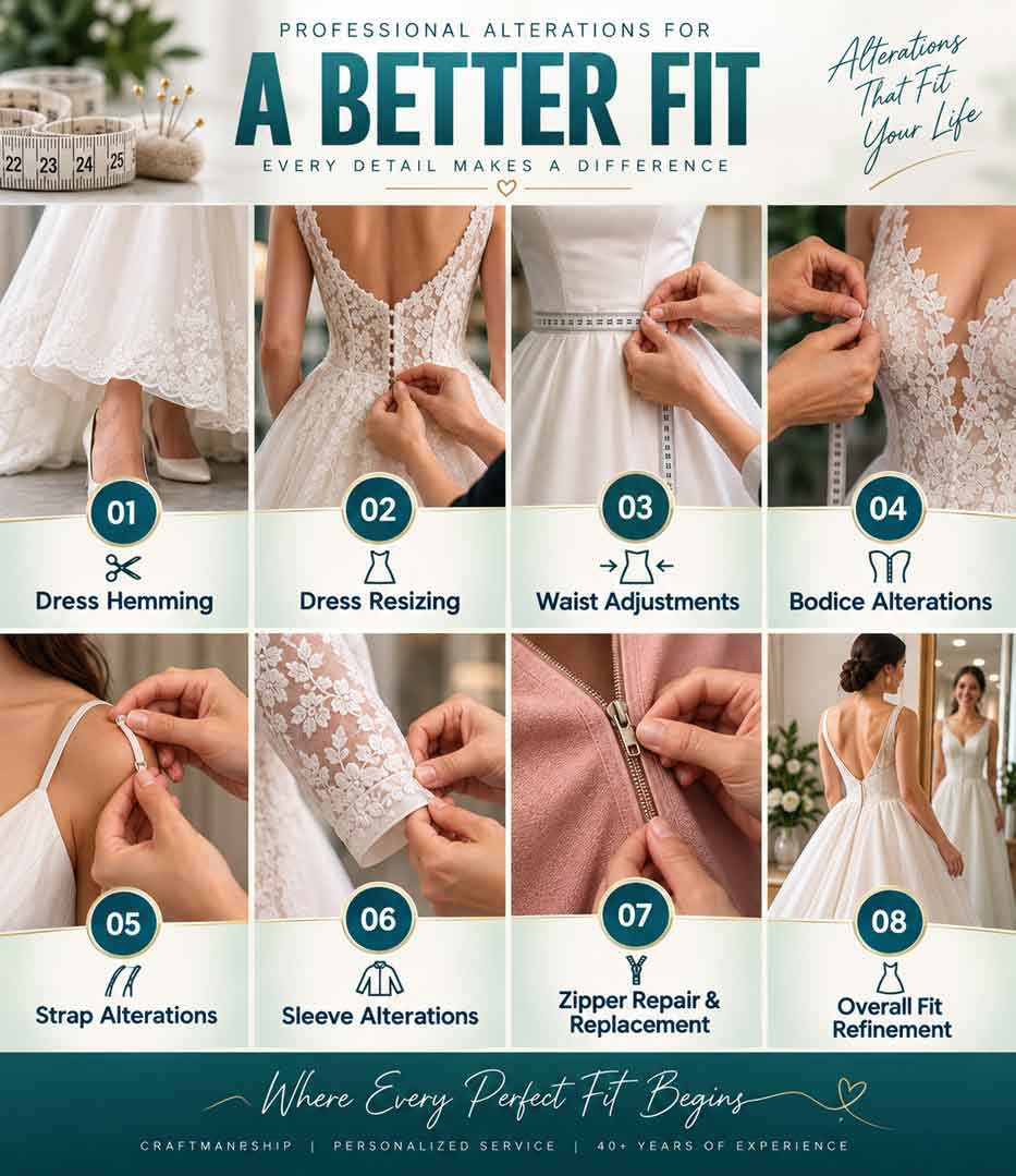 Dress alterations designed around the garment at Studio Elsys in Largo Florida